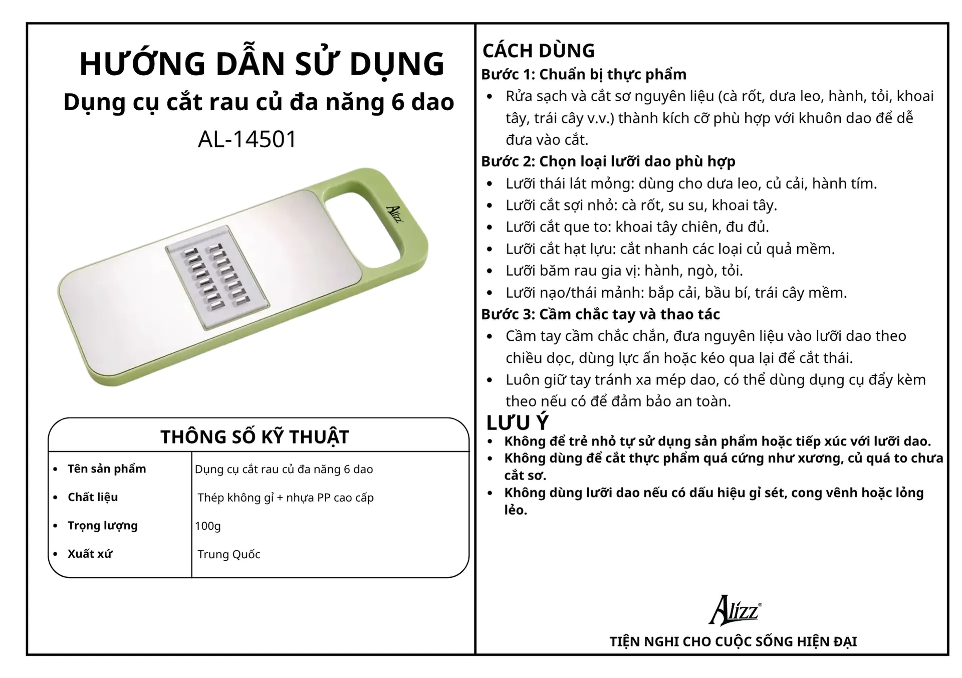 dụng cụ cắt rau củ đa năng 6 dao alizz al 14501