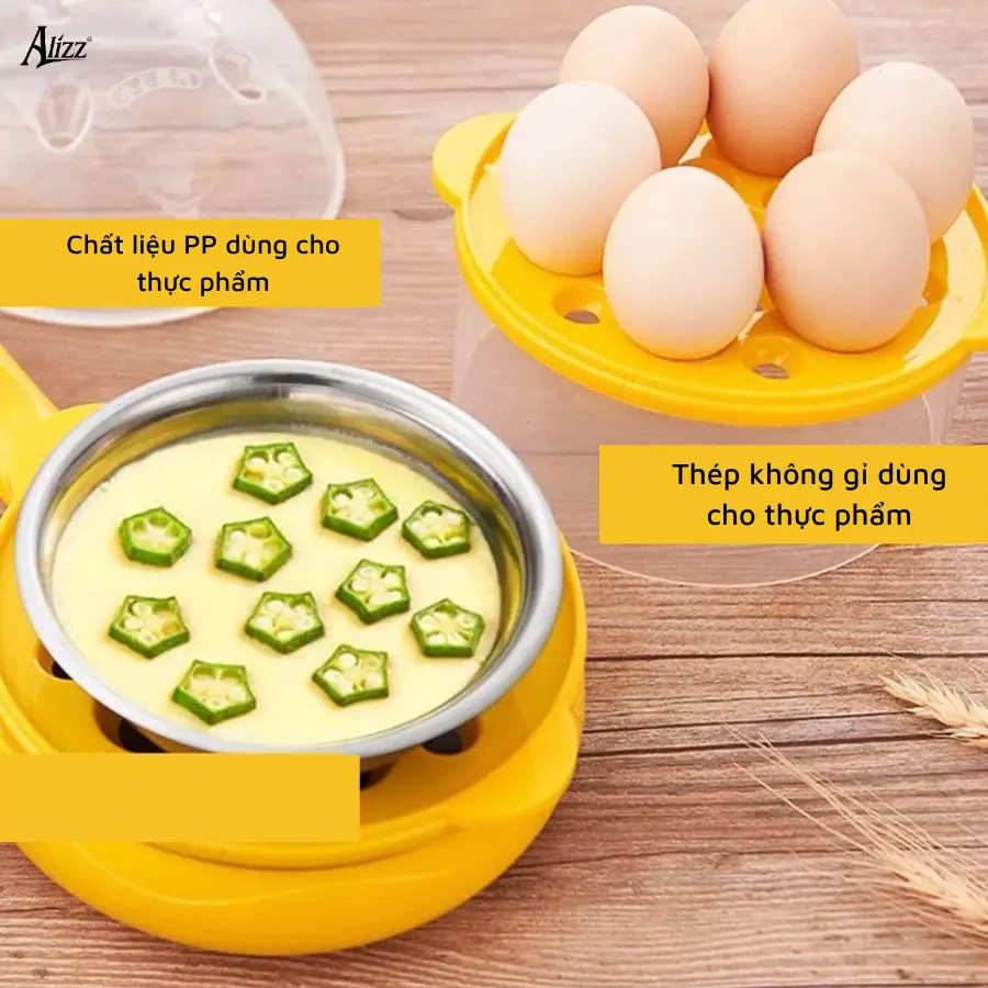 hấp trứng 2 tầng có nắp alizz al 14504